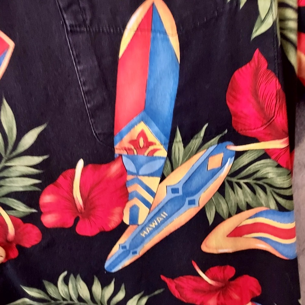VTG Paradise On A Hanger Surfboard Floral Cotton Hawaiian Shirt Men's Small USA - Picture 8 of 14
